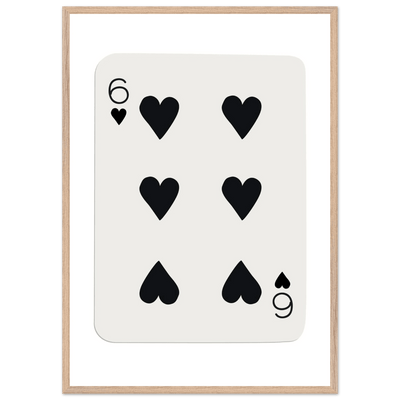 Six of Hearts Poker Card Print - Mounted Framed Poster Art, Eco-Friendly Wood Frame in Your Choice of Frame & Size - Vibrantwalls