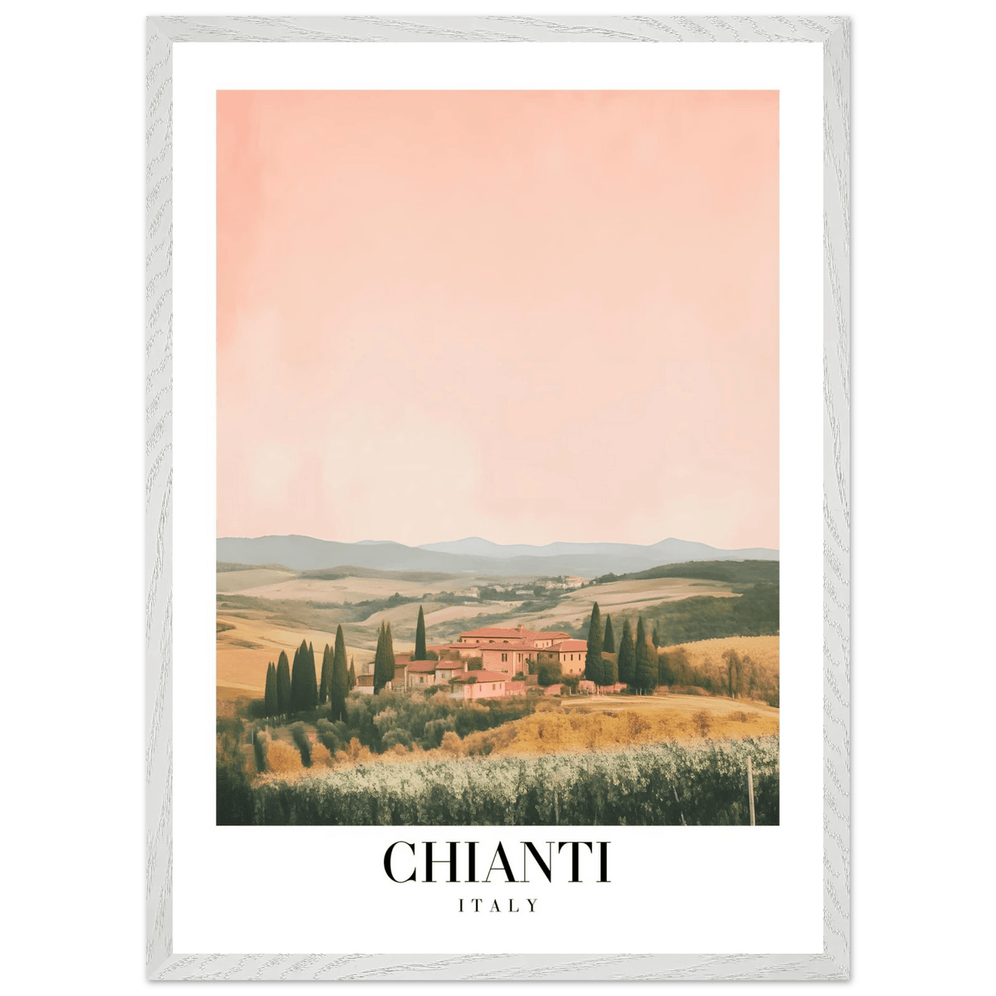 Chianti, Italy Framed Poster – Vintage Tuscan Countryside Wall Art with Customizable Wooden Frame - Vibrantwalls