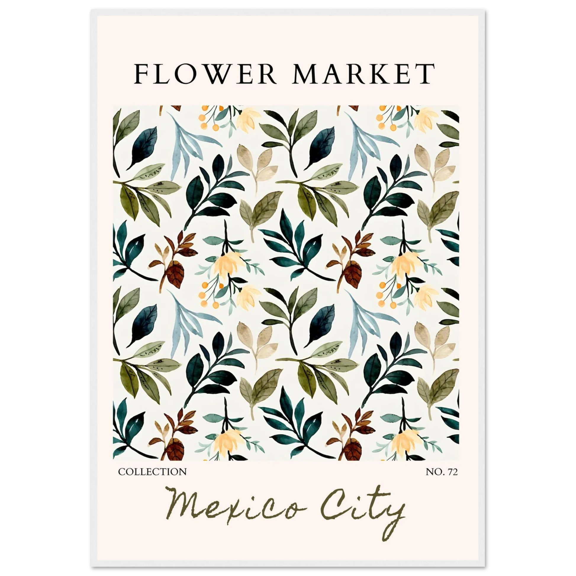 Mexico City Flower Market Botanical Watercolor - Wall Art - Vibrantwalls