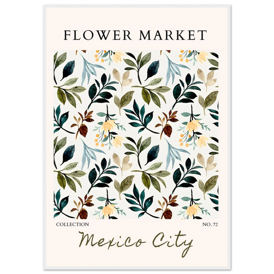 Mexico City Flower Market Botanical Watercolor - Wall Art - Vibrantwalls