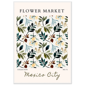 Flower Market Collection Framed Poster - "Mexico City" Botanical Watercolor Art Print | Ready-to-Hang 70x100 cm 28x40″ White frame Vibrantwalls