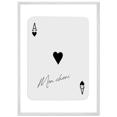 Ace of Hearts 'Mon Cheri' Art Print - Framed Poker Card Poster, Eco-Friendly Wood Frame - Vibrantwalls