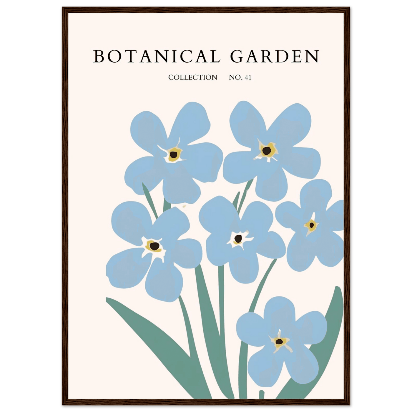 Botanical Garden Forget-Me-Nots Framed Poster - Soft Blue Floral Art Print | Ready-to-Hang Wall Decor - Vibrantwalls