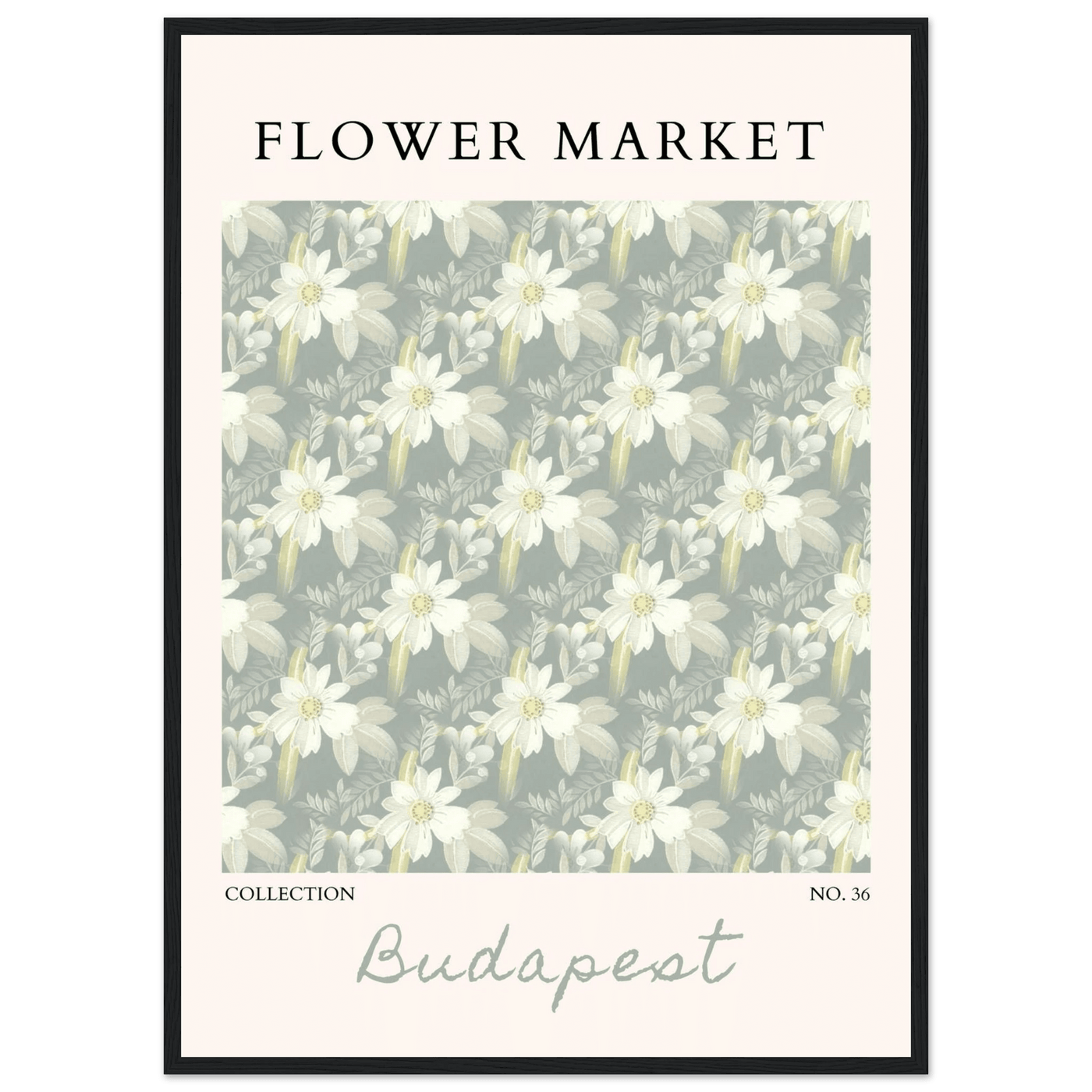 Budapest Flower Market Framed Poster – Elegant Botanical Art Print in Sage Green | Ready-to-Hang Wall Decor - Vibrantwalls