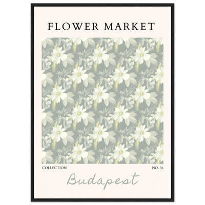 Budapest Flower Market Framed Poster – Elegant Botanical Art Print in Sage Green | Ready-to-Hang Wall Decor - Vibrantwalls