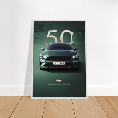 1968 Bullitt Mustang GT - 50th Anniversary Framed Poster | Iconic Dark Highland Green, Ready-to-Hang Wall Art - Vibrantwalls