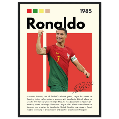 Cristiano Ronaldo Portugal Soccer Framed Football Poster 50x70 cm 20x28″ Black frame Vibrantwalls