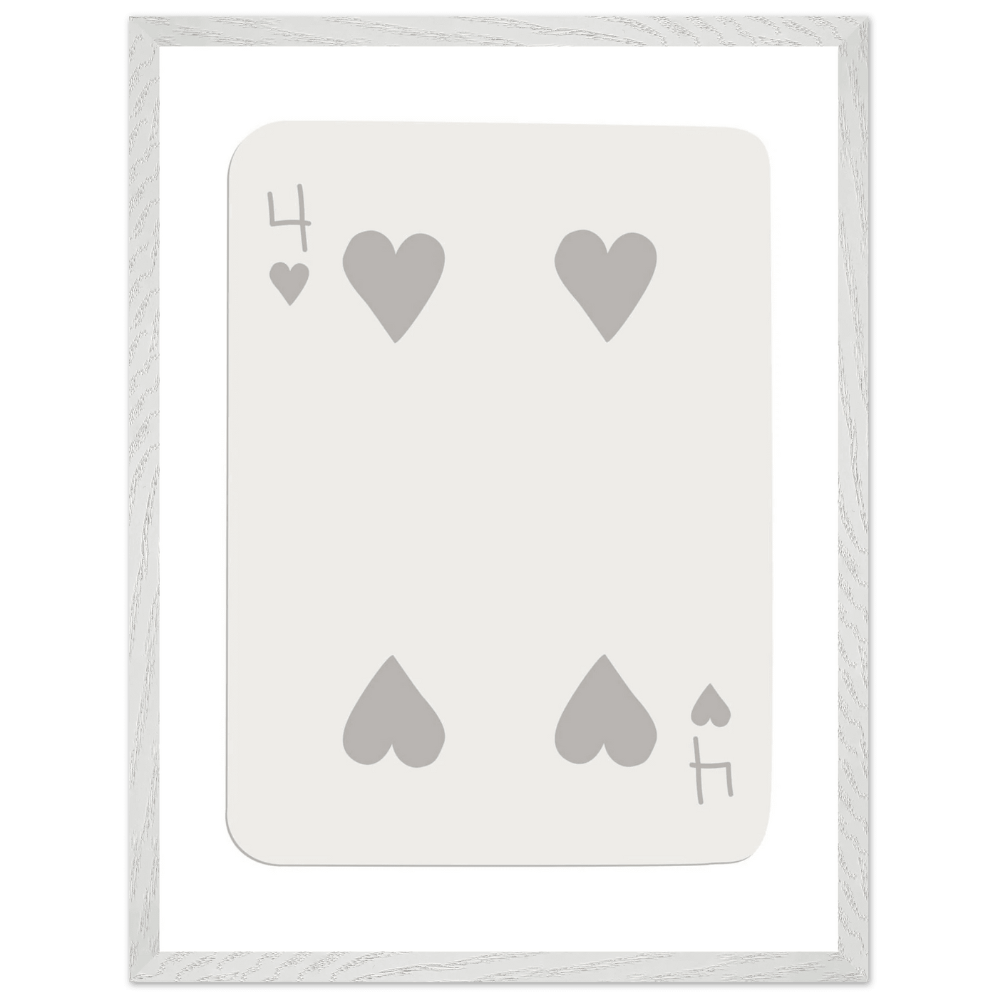Four of Hearts Poker Card Print - Minimalist Mounted Framed Poster Art, Eco-Friendly Wood Frame - Vibrantwalls
