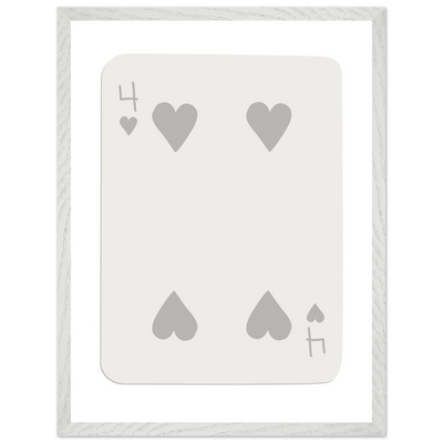 Four of Hearts Poker Card Print - Minimalist Mounted Framed Poster Art, Eco-Friendly Wood Frame - Vibrantwalls