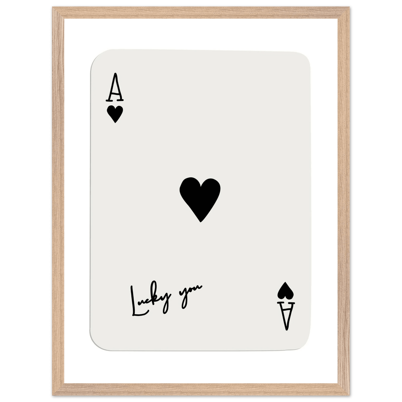 Lucky Ace of Hearts Framed Poster Art - Playful Poker Card Print in Eco-Friendly Wood Frame - Vibrantwalls