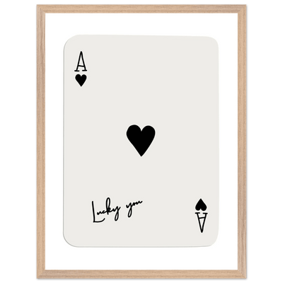 Lucky Ace of Hearts Framed Poster Art - Playful Poker Card Print in Eco-Friendly Wood Frame - Vibrantwalls