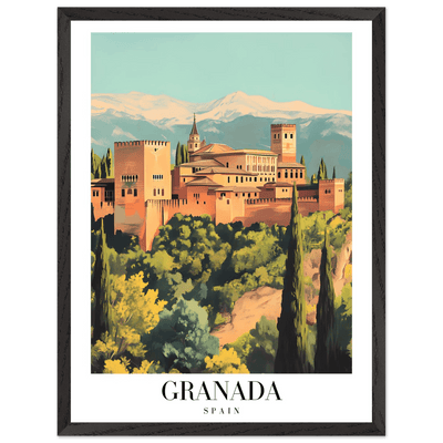 Granada Spain Framed Poster – Vintage Travel Wall Art with Wooden Frame - Vibrantwalls