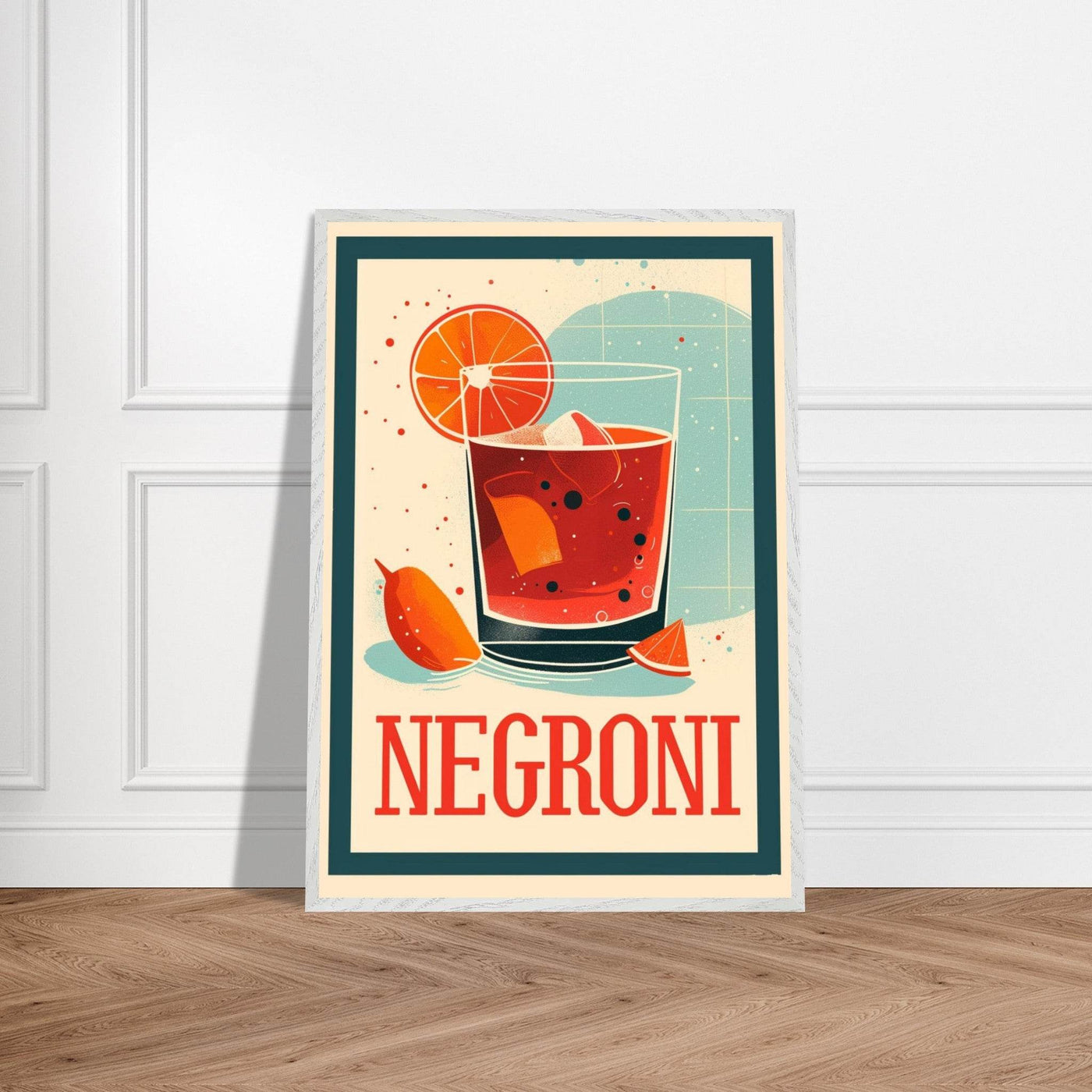 Retro Negroni Cocktail Recipe Art Print - Vibrantwalls