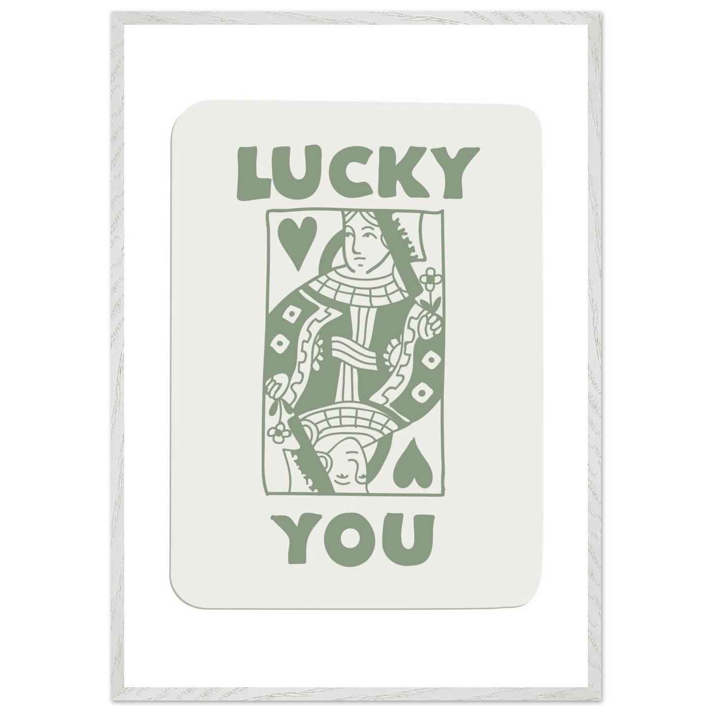 Lucky You Poker Card Print - Queen of Hearts Framed Art - Eco-Friendly Wood Frame - Vibrantwalls