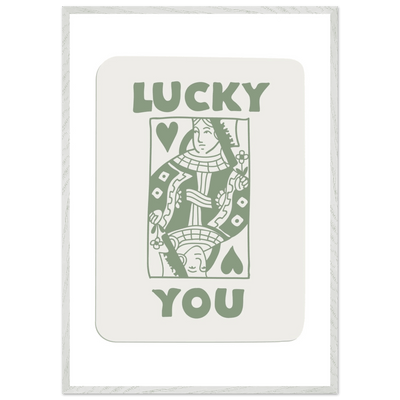 Lucky You Poker Card Print - Queen of Hearts Framed Art - Eco-Friendly Wood Frame - Vibrantwalls