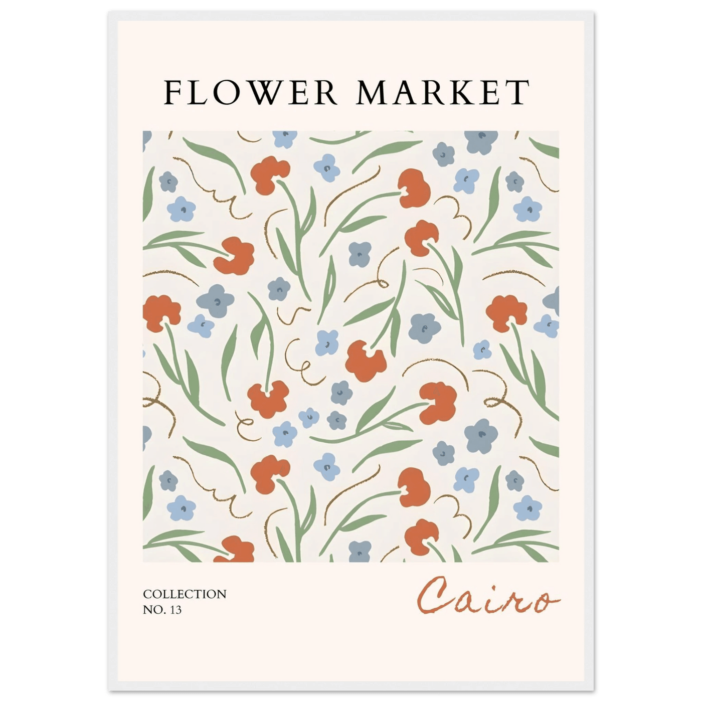 Flower Market Cairo Framed Poster – Abstract Floral Art Print | Earthy Tones & Ready-to-Hang Decor - Vibrantwalls