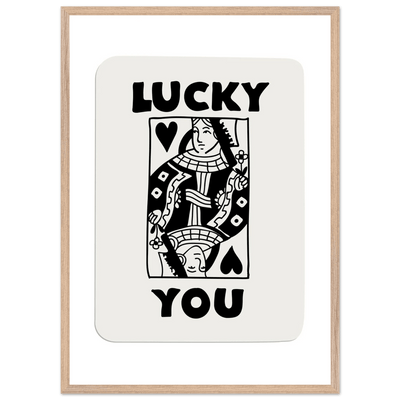 Lucky You Poker Card Queen of Hearts Art Print - Mounted Framed Poster, Eco-Friendly Wood Frame - Vibrantwalls