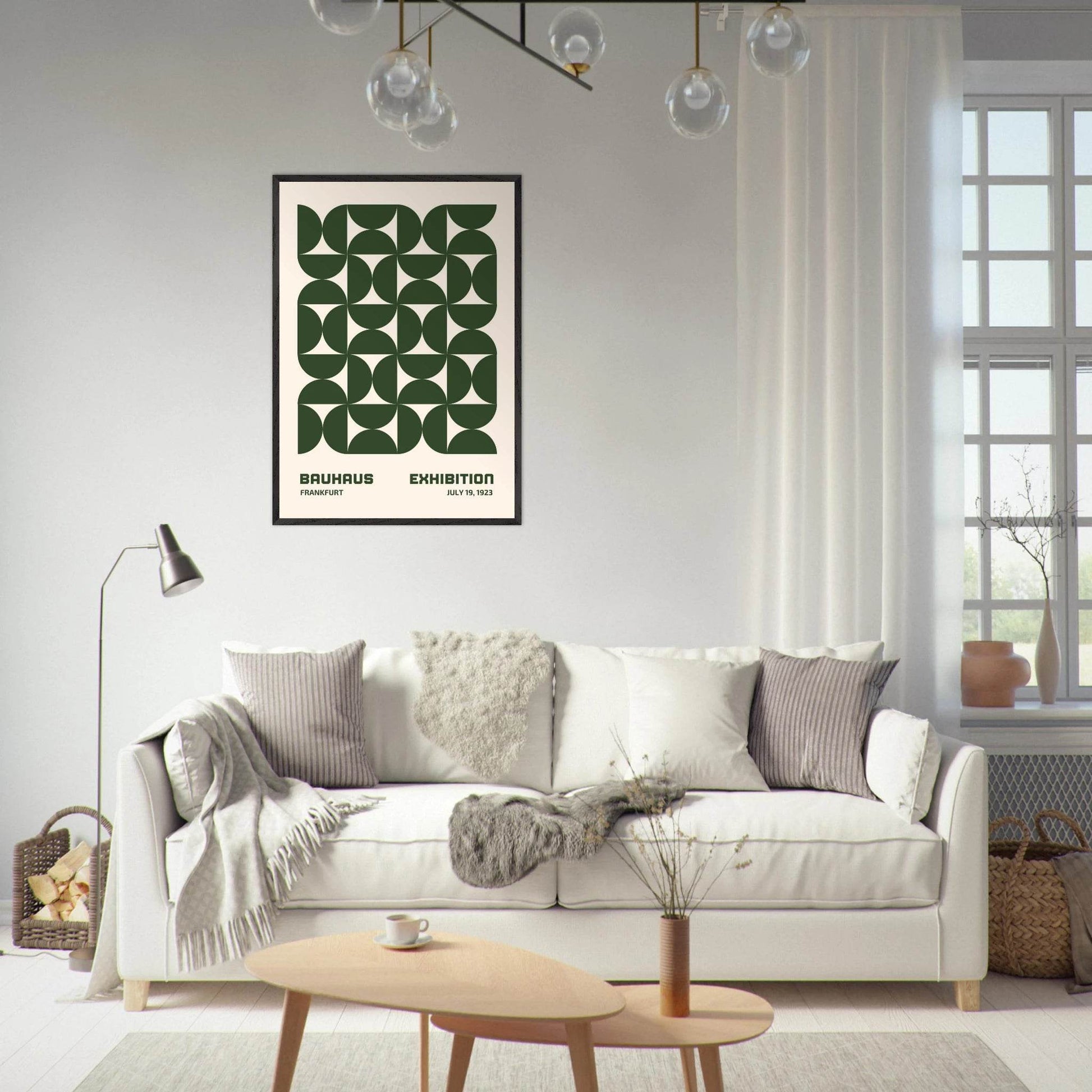 Bauhaus Forest Green Cream Movement Style Design Wall Art - Vibrantwalls
