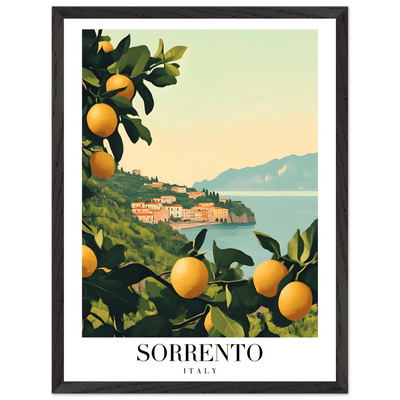 Sorrento Italy Framed Poster – Vintage Citrus Grove Travel Wall Art with Wooden Frame - Vibrantwalls