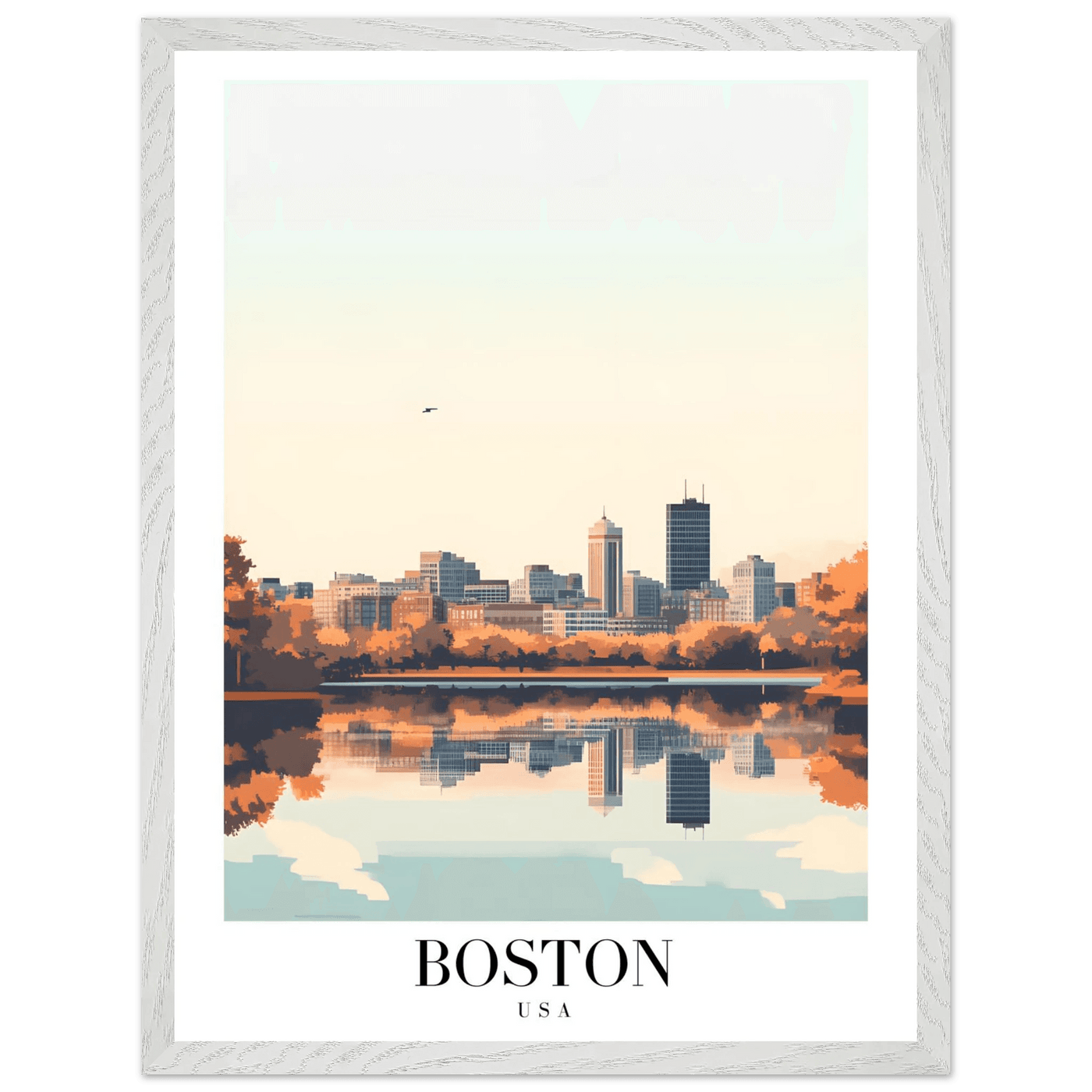 Boston Cityscape Framed Poster – Modern Travel Wall Art with Wooden Frame & Multiple Sizes - Vibrantwalls