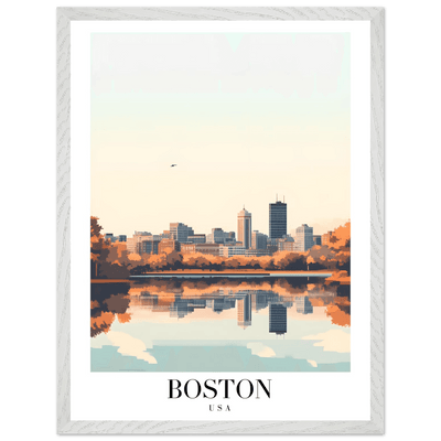 Boston Cityscape Framed Poster – Modern Travel Wall Art with Wooden Frame & Multiple Sizes - Vibrantwalls