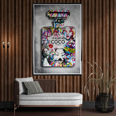 Vibrant Pop Art Chanel Perfume Bottle Print - Graffiti Chic Wall Decor for Fashion Lovers - Vibrantwalls