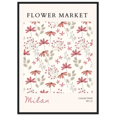 Milan Flower Market Framed Poster – Blush & Sage Floral Art Print | Ready-to-Hang Wall Decor - Vibrantwalls