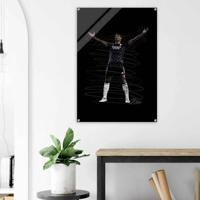 Football Legend Acrylic Print – Dynamic Sketch Art for Modern Sports Fans - Vibrantwalls