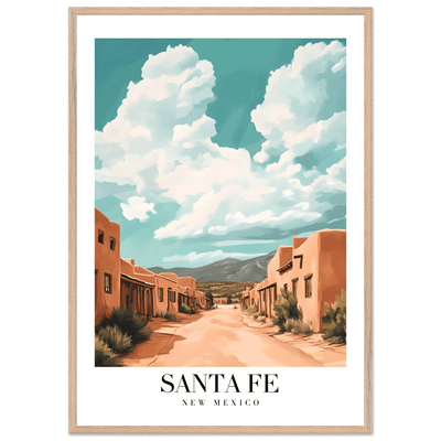 Santa Fe New Mexico Framed Poster – Vintage Southwest Wall Art with Wooden Frame - Vibrantwalls
