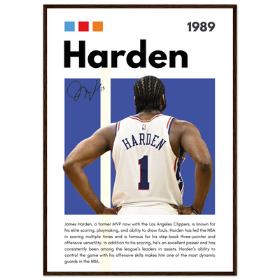 James Harden The Beard Clippers Framed Poster A1 (59.4 x 84.1 cm) Dark wood frame Vibrantwalls