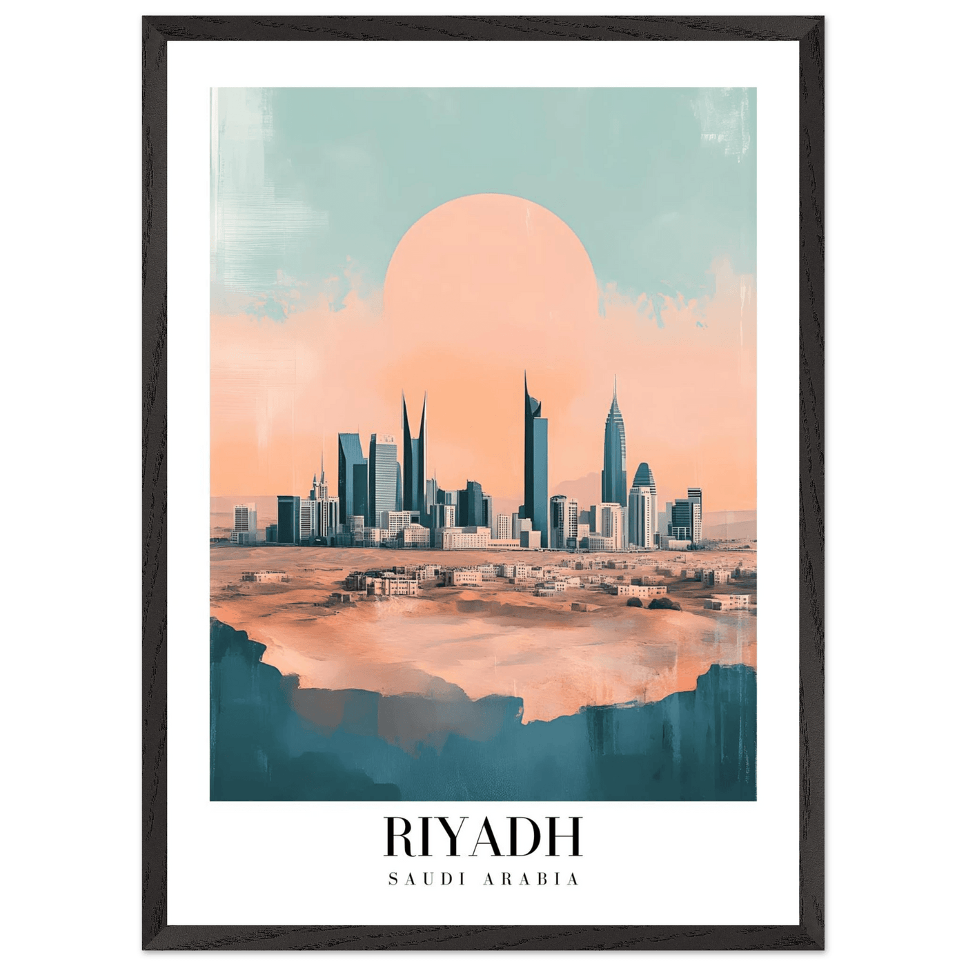 Riyadh Saudi Arabia Framed Poster – Modern Desert City Wall Art in Earthy Tones - Vibrantwalls