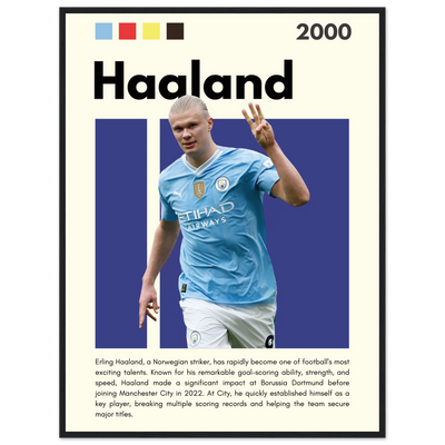 Erling Haaland Manchester City Framed Football Poster 60x80 cm 24x32″ Black frame Vibrantwalls
