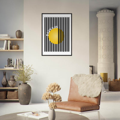 Bauhaus Yellow Circle Wall Art with Modern Stripes - Vibrantwalls