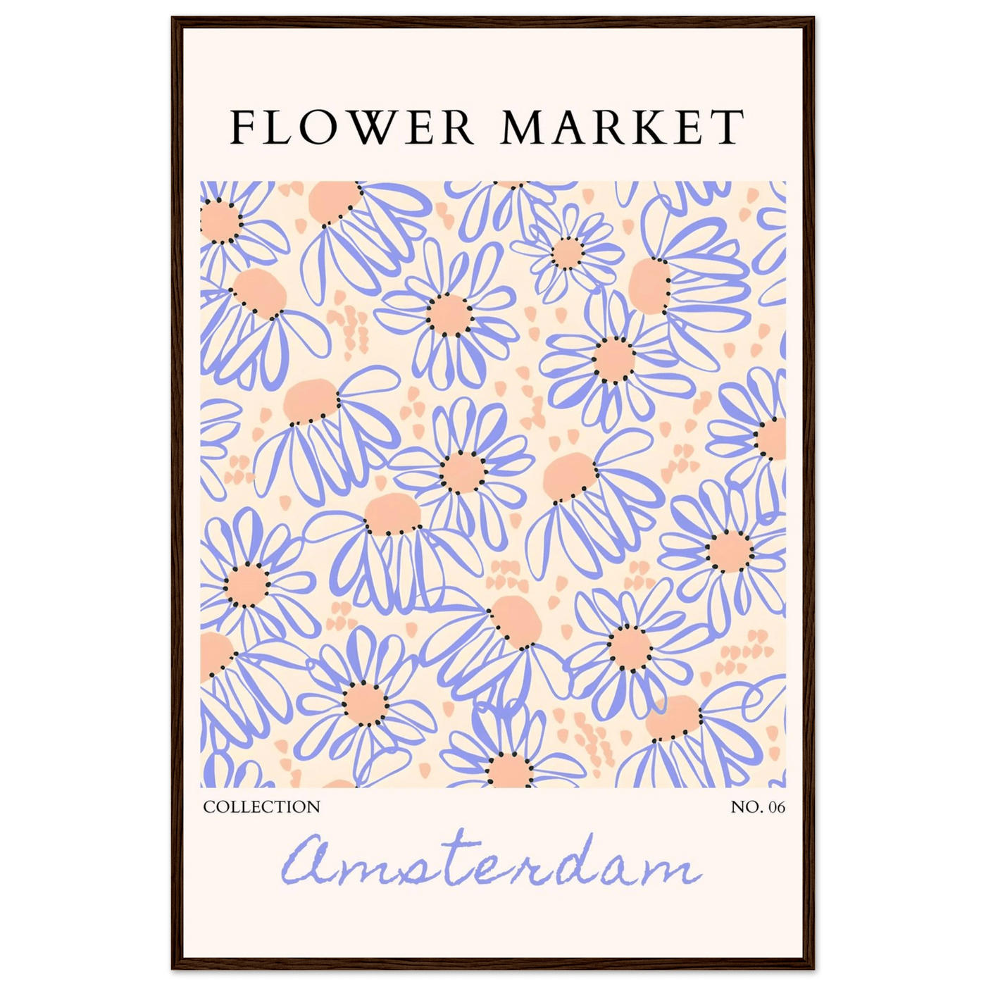 Abstract Floral Market Framed Poster – Whimsical Amsterdam Daisy Art Prints | Ready-to-Hang in Various Sizes - Vibrantwalls