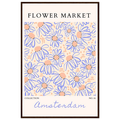 Abstract Floral Market Framed Poster – Whimsical Amsterdam Daisy Art Prints | Ready-to-Hang in Various Sizes - Vibrantwalls