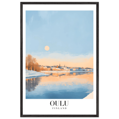 Oulu Finland Framed Poster – Serene Winter Sunset Wall Art with Wooden Frame - Vibrantwalls