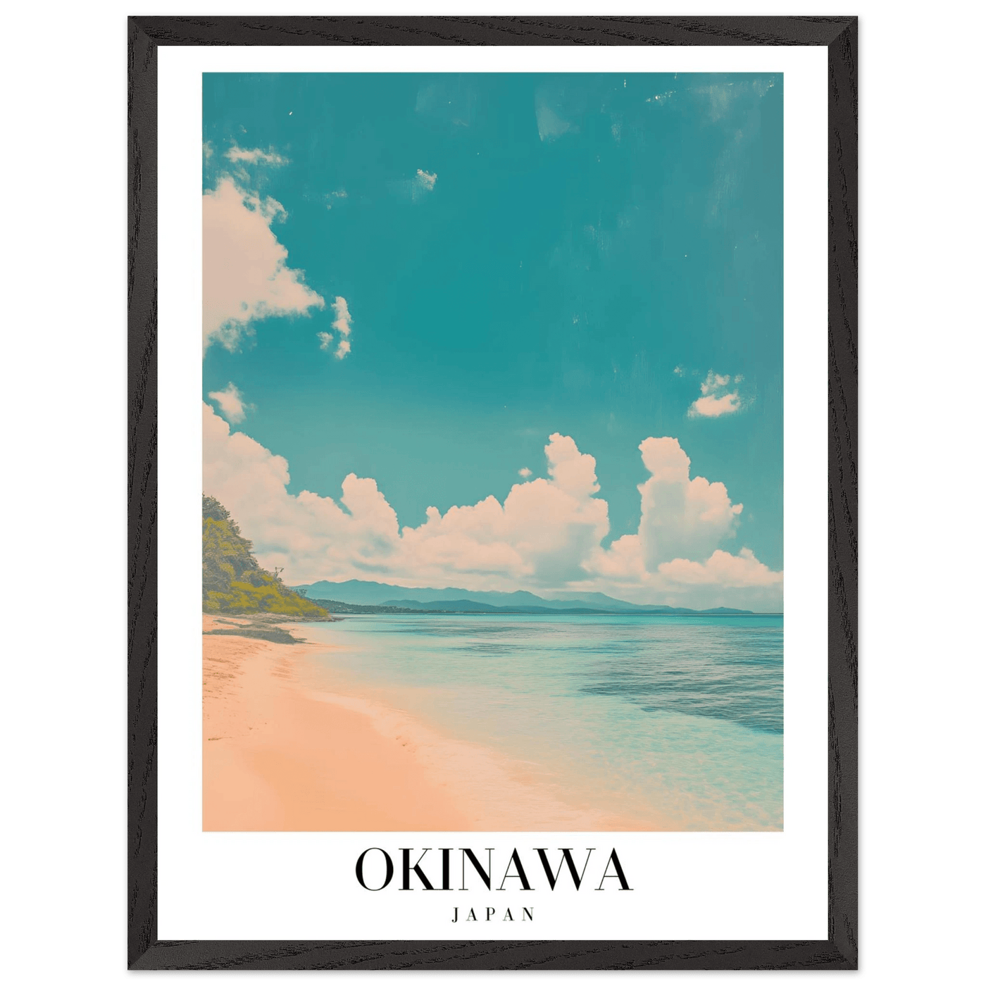 Okinawa Japan Framed Poster – Vintage Beach Travel Wall Art with Wooden Frame - Vibrantwalls