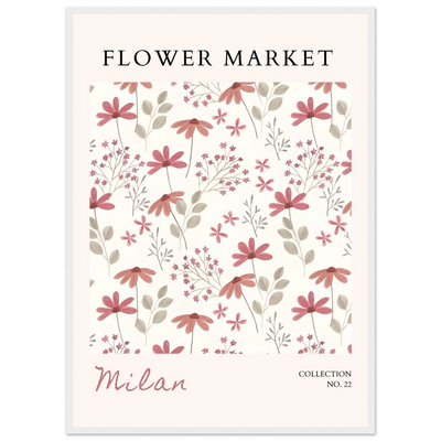 Milan Flower Market Framed Poster – Blush & Sage Floral Art Print | Ready-to-Hang Wall Decor - Vibrantwalls