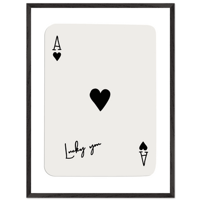Lucky Ace of Hearts Framed Poster Art - Playful Poker Card Print in Eco-Friendly Wood Frame - Vibrantwalls