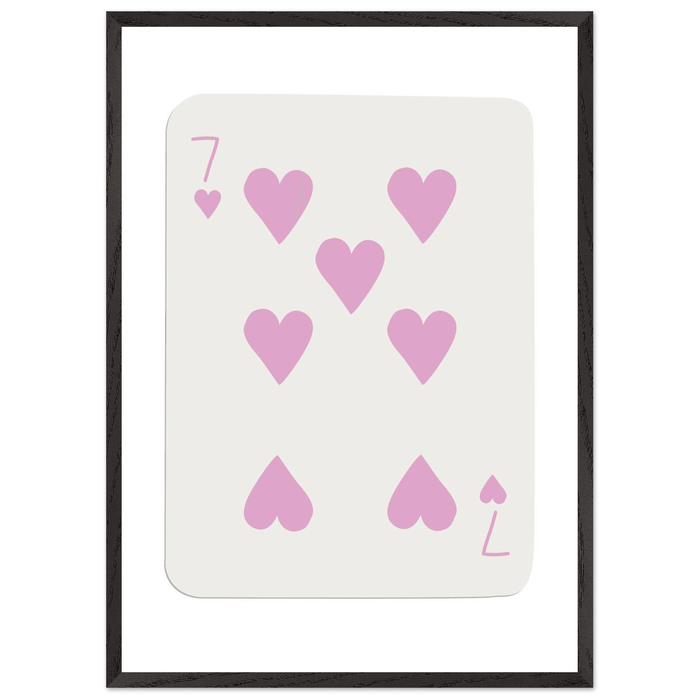 Charming Seven of Hearts Poker Card Print - Mounted Framed Poster Art with Eco-Friendly Wood Frame - Vibrantwalls