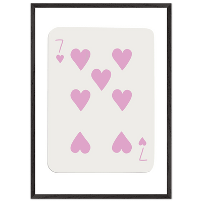 Charming Seven of Hearts Poker Card Print - Mounted Framed Poster Art with Eco-Friendly Wood Frame - Vibrantwalls
