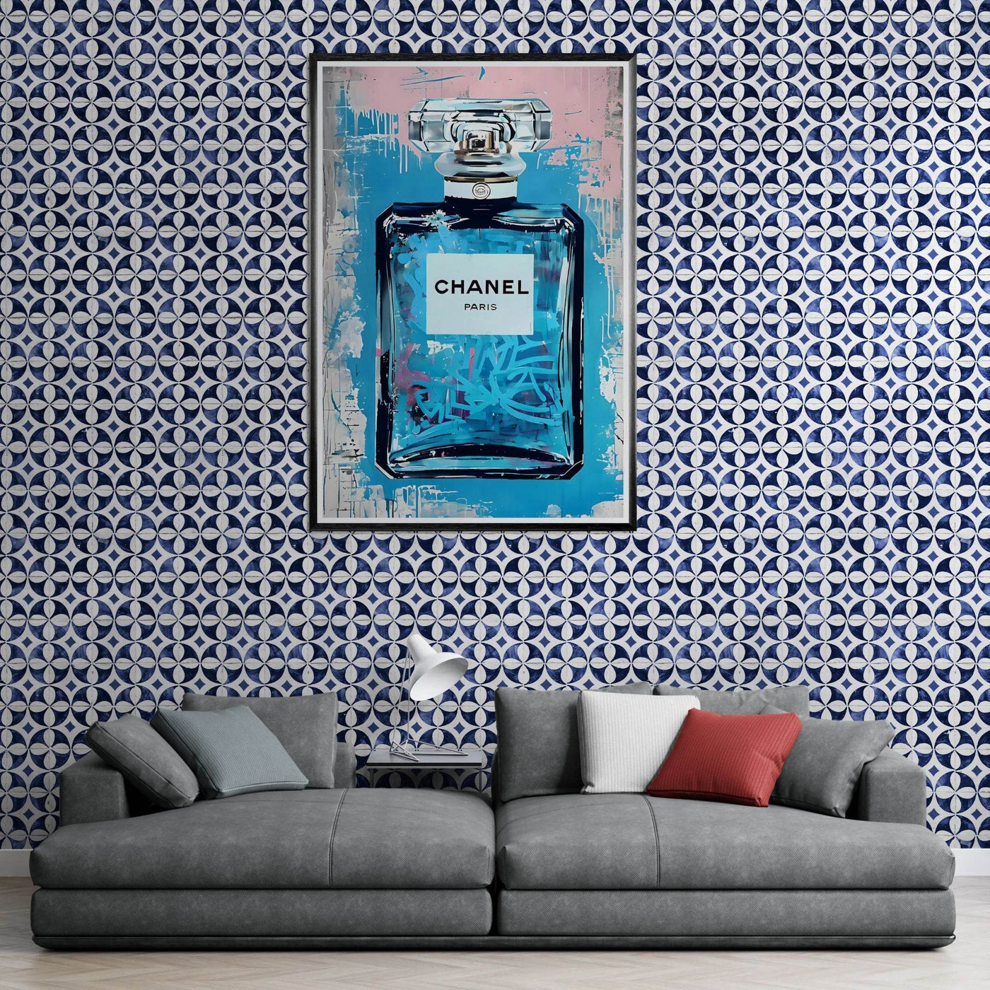 Abstract Chanel No. 5 Art Print in Mounted Frame - Iconic Glamour for Modern Decor - Vibrantwalls
