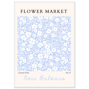 Flower Market New Orleans – Chic Periwinkle Floral Framed Poster | Ready-to-Hang Wall Art - Vibrantwalls