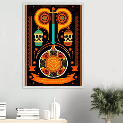 Vibrant Day of the Dead Guitar - Vibrantwalls
