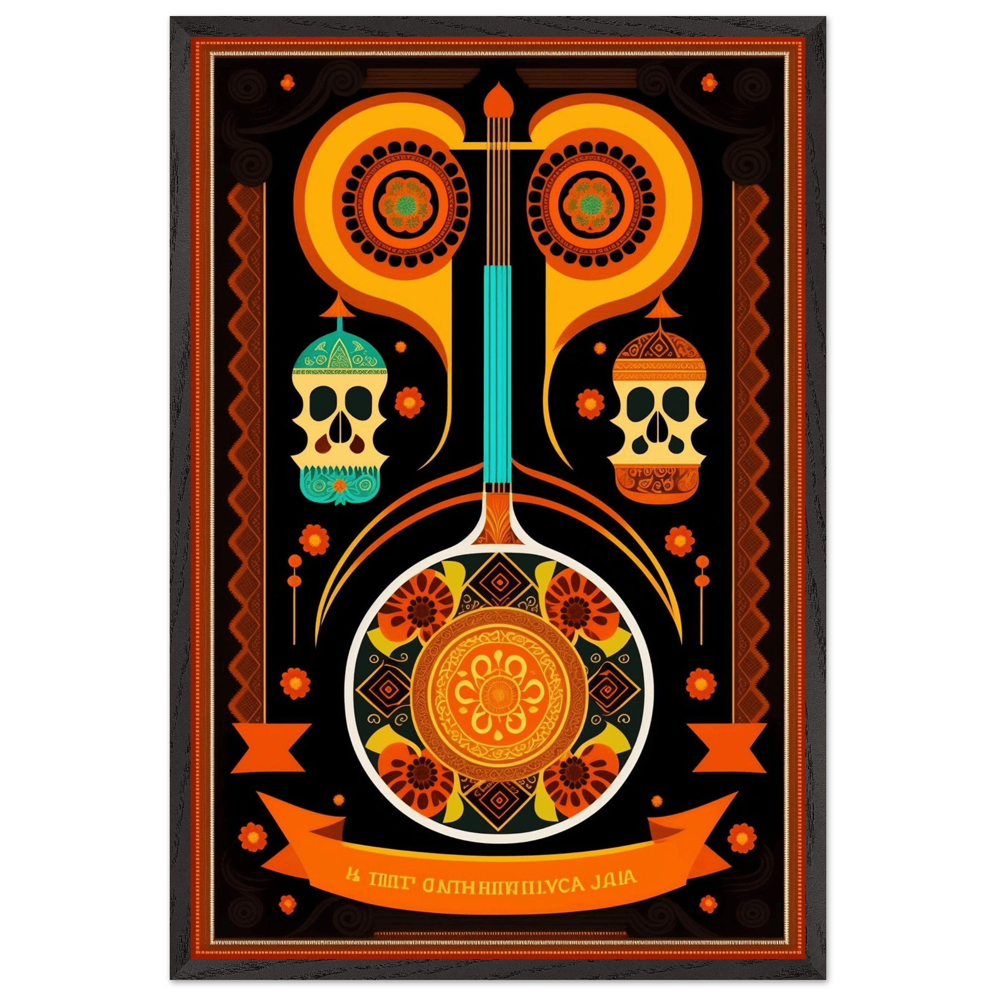 Vibrant Day of the Dead Guitar - Vibrantwalls