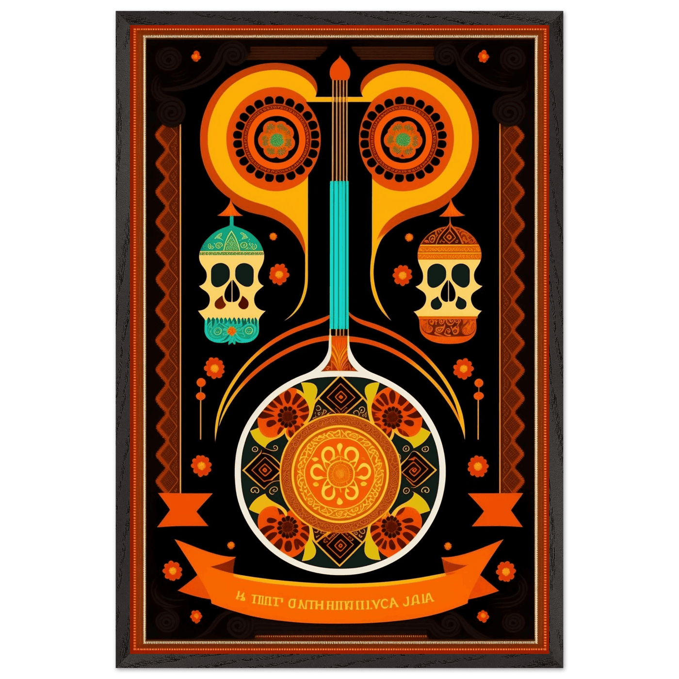 Vibrant Day of the Dead Guitar - Vibrantwalls