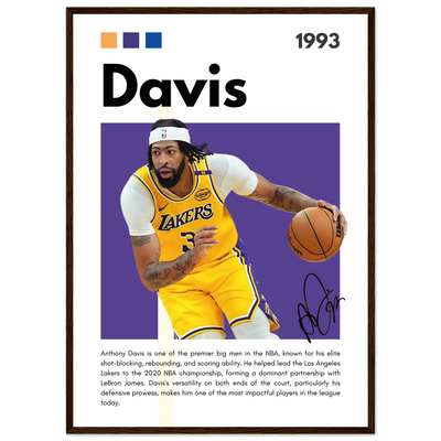 Anthony Davis Lakers Modern Basketball Art Print 50x70 cm 20x28″ Dark wood frame Vibrantwalls