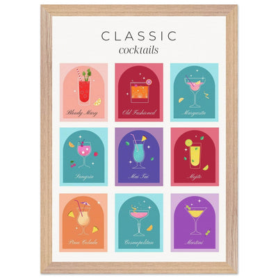 Classic Cocktails Set Nine Drink Recipes - Vibrantwalls