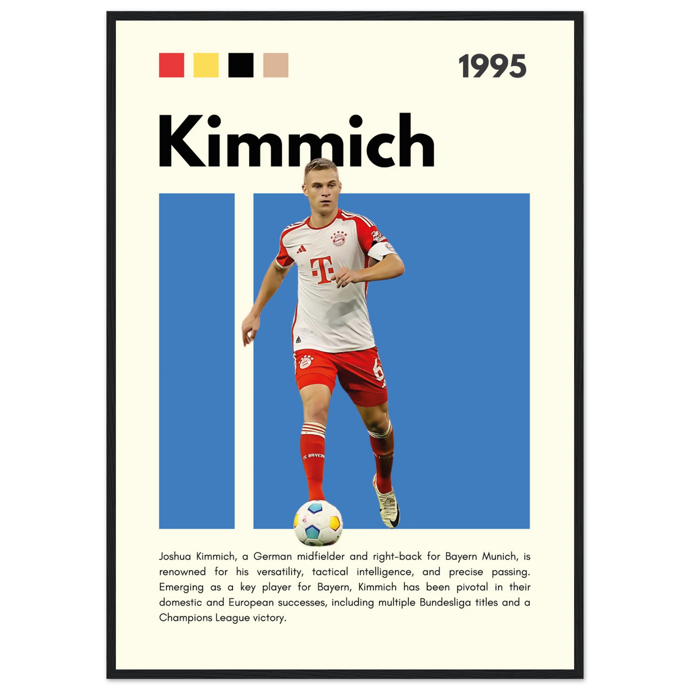 Joshua Kimmich Bayern Munich Framed Football Poster A1 (59.4 x 84.1 cm) Black frame Vibrantwalls