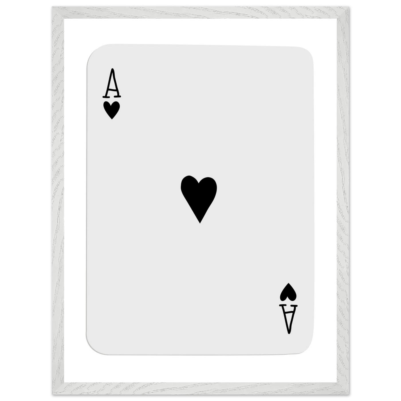 Ace of Hearts Minimalist Poker Card Art - Eco-Friendly Mounted Framed Poster, Choice of Frame Finish & Size - Vibrantwalls
